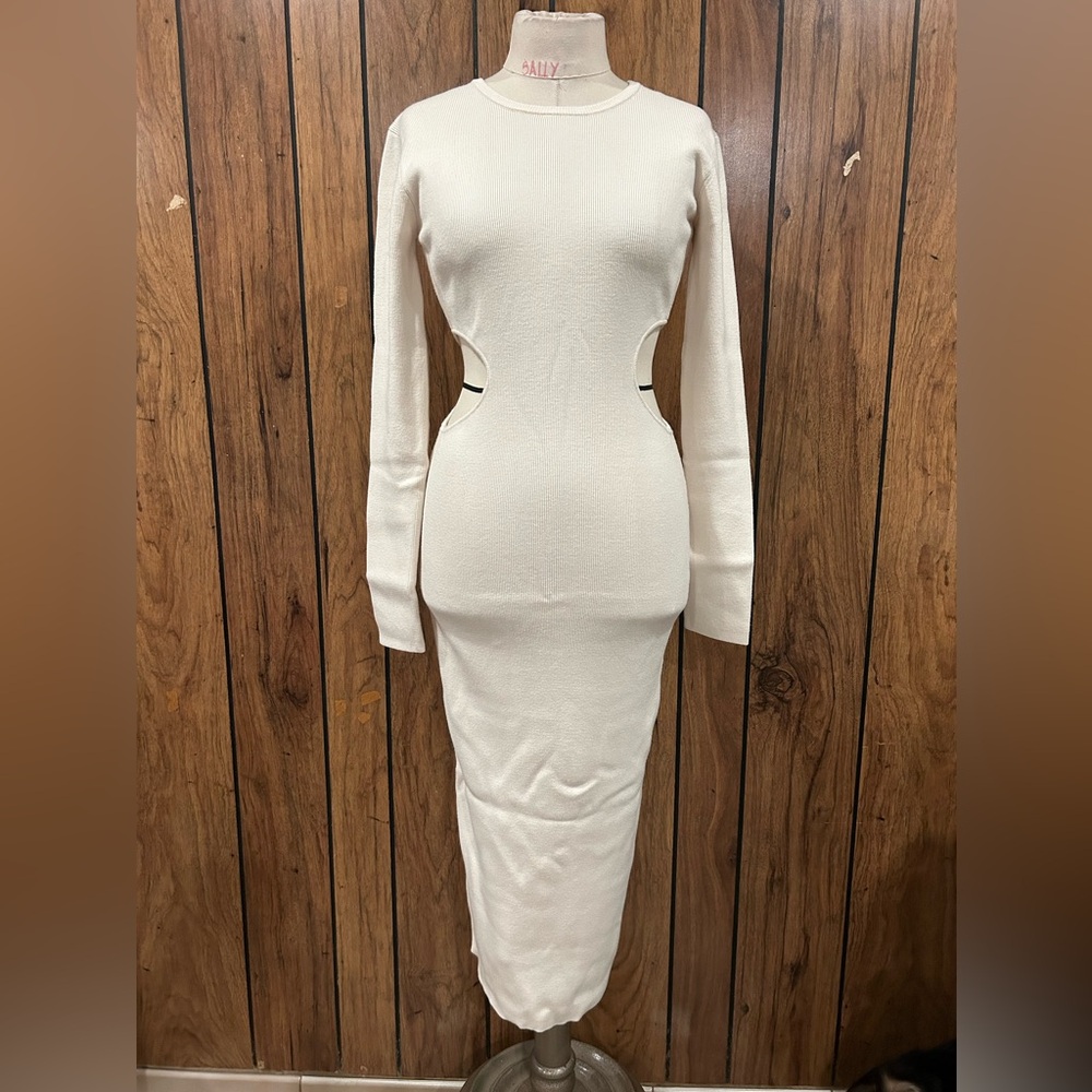NEW!! Women's Dynamite Ribbed Cut Out Bodycon Dress, Size L